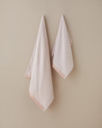 Stripe Edge Pamuk Yüz Havlusu 50x80 cm Pudra