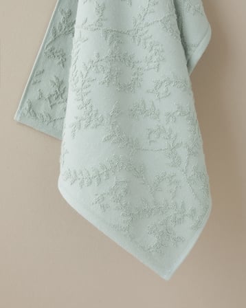 Leafy Touch %100 Pamuk Jakarlı Yüz Havlusu 50x90 cm Yeşil