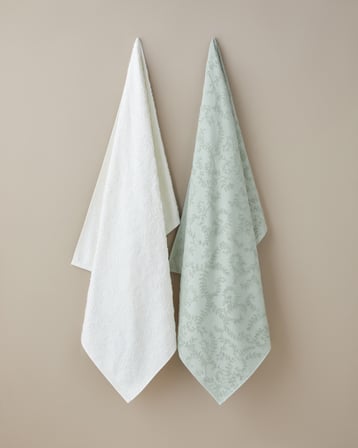 Leafy Touch %100 Pamuk Jakarlı Banyo Havlusu 90x150 cm Yeşil