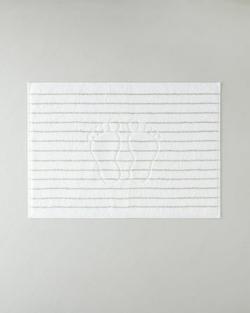 Mono Stripe %100 Pamuk Ayak Havlusu 50x70 cm Beyaz - Bej