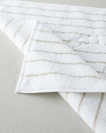 Mono Stripe %100 Pamuk Ayak Havlusu 50x70 cm Beyaz - Bej