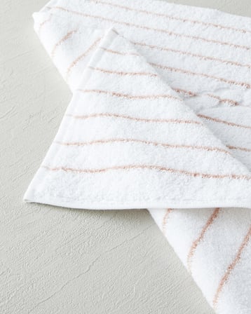 Mono Stripe %100 Pamuk Ayak Havlusu 50x70 cm Beyaz - Pembe