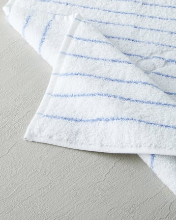 Mono Stripe %100 Pamuk Ayak Havlusu 50x70 cm Beyaz - Mavi