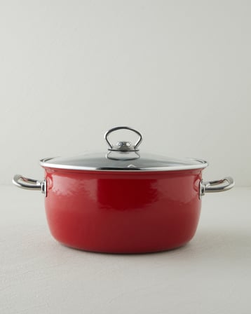 Sartagi Emaye Kızartma Tenceresi 22 cm Kırmızı
