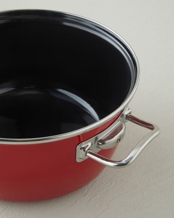 Sartagi Emaye Kızartma Tenceresi 22 cm Kırmızı