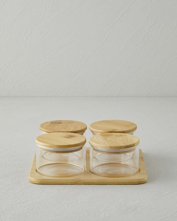 Sunwake Cam-Bambu 4'lü Kahvaltılık 18x18 cm Şeffaf