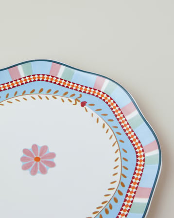 Timeless Botanica New Bone Pasta Tabağı 20 cm Pembe - Mavi