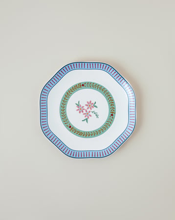 Botanical Romance New Bone Pasta Tabağı 20 cm Mavi - Yeşil