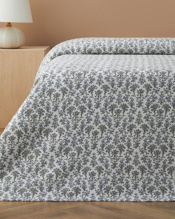 Fiore Baskılı Pamuklu Çift Kişilik Pike 200x220 cm Mor
