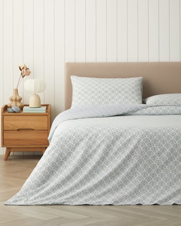 Ornament Petal Kolay Ütülenir Çift Kişilik Nevresim Seti 200x220 cm Lila-Yeşil