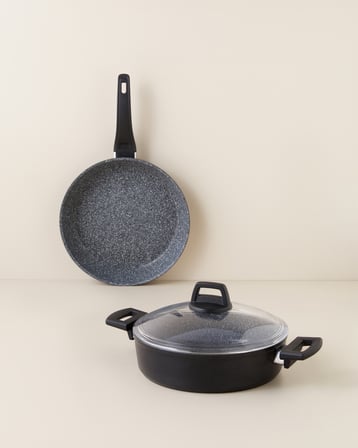 Valencia Premium 3 Parça Tencere-Tava Seti 26-26 cm Siyah