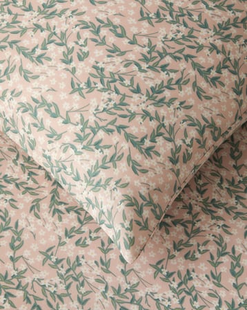 Chirping Bloom Kolay Ütülenir Çift Kişilik Nevresim Seti 200x220 cm Pembe - Yeşil