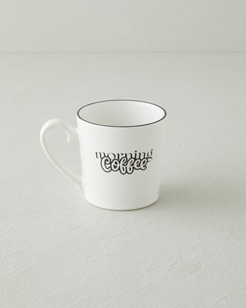 Morning Coffee Seramik Kupa 330 ml Siyah - Beyaz