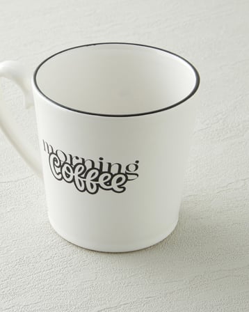 Morning Coffee Seramik Kupa 330 ml Siyah - Beyaz