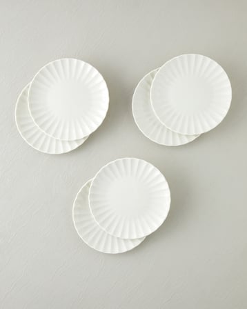 Wave Porselen 6'lı Pasta Seti 20 cm Beyaz