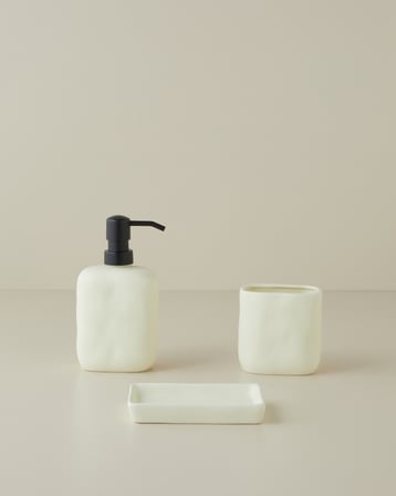 Andre Stoneware 3'lü Banyo Seti Krem