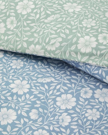 Floria Kolay Ütülenir Çift Kişilik Çarşaflı Nevresim Takımı 200x220 cm Mavi - Yeşil