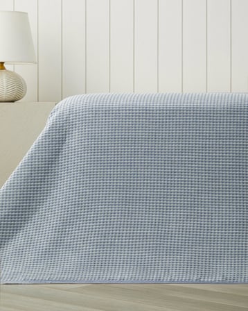 Modern Grid Çift Kişilik Pike 180x220 cm Mavi