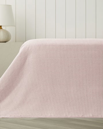 Modern Grid Tek Kişilik Pike 150x220 cm Pembe