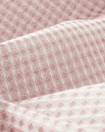 Modern Grid Tek Kişilik Pike 150x220 cm Pembe