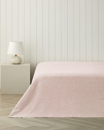Modern Grid Çift Kişilik Pike 180x220 cm Pembe