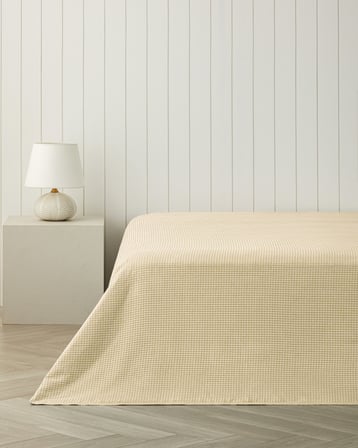 Modern Grid Tek Kişilik Pike 150x220 cm Sarı