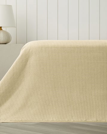 Modern Grid Tek Kişilik Pike 150x220 cm Sarı