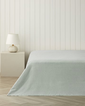 Modern Grid Çift Kişilik Pike 180x220 cm Yeşil