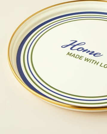 With Love Emaye Tepsi 31 cm Lacivert – Yeşil