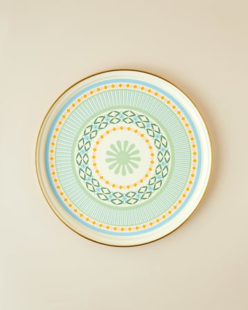 Nostalgic Memory Emaye Tepsi 31 cm Mavi-Turuncu