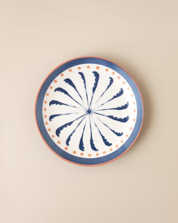 Verlune New Bone China Pasta Tabağı 15 cm Mavi - Pembe