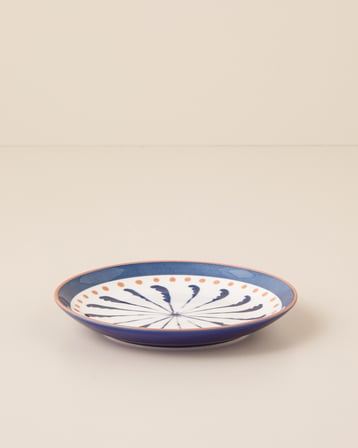 Verlune New Bone China Pasta Tabağı 15 cm Mavi - Pembe