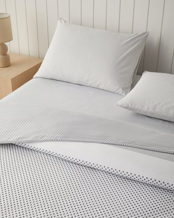 Sweet Dots Kolay Ütülenir Çift Kişilik Çarşaflı Nevresim Takımı 200x220 cm Koyu Gri