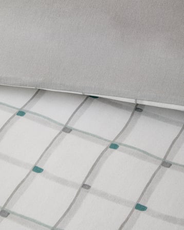 Stripe Harmony  Kolay Ütülenir Çift Kişilik Nevresim Seti 200x220 cm GRİ-YEŞİL