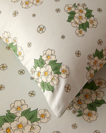 Meadow Cottage Pamuklu Tek Kişilik Nevresim Seti 160x220 cm Krem - Mavi