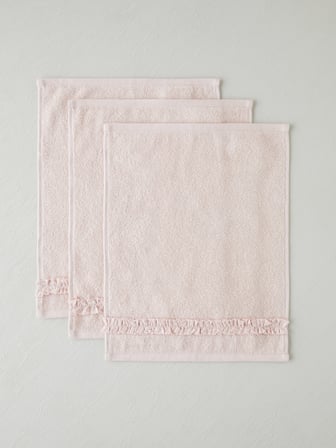Soft Ruffle Pamuk 3'lü Havlu Seti 30x40 cm Pudra
