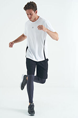 Antrasit Logo Baskılı Yüksel Bel Slim Fit Aktif Spor Erkek Tayt - 84989 | S