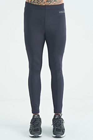 Antrasit Logo Baskılı Yüksel Bel Slim Fit Aktif Spor Erkek Tayt - 84989 | S