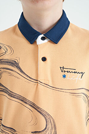Kavun Içi Baskı Detaylı Standart Kalıp Polo Yaka Erkek Çocuk T-Shirt - 11165 | 14-15