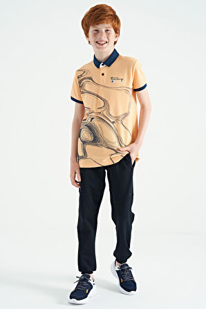 Kavun Içi Baskı Detaylı Standart Kalıp Polo Yaka Erkek Çocuk T-Shirt - 11165 | 14-15