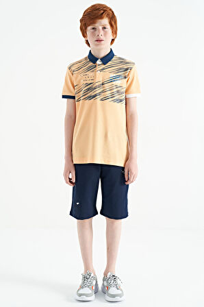 Kavun Içi Baskı Detaylı Pola Yaka Standart Kalıp Erkek Çocuk T-Shirt - 11161