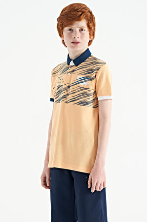 Kavun Içi Baskı Detaylı Pola Yaka Standart Kalıp Erkek Çocuk T-Shirt - 11161