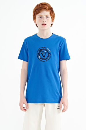 Saks Nakış İşleme Detaylı O Yaka Standart Kalıp Erkek Çocuk T-Shirt - 11115