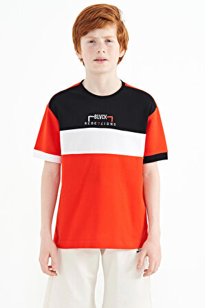 Fiesta Renk Geçişli Nakışlı Oversize Erkek Çocuk T-Shirt - 11159 | 7-8 Yaş