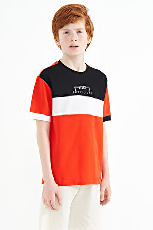 Fiesta Renk Geçişli Nakışlı Oversize Erkek Çocuk T-Shirt - 11159 | 7-8 Yaş