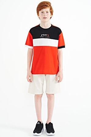 Fiesta Renk Geçişli Nakışlı Oversize Erkek Çocuk T-Shirt - 11159 | 8-9 Yaş