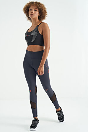 Siyah Baskılı Sırt Çapraz Detaylı Dalgıç Kumaş Dar Kalıp Kadın Büstiyer - 97273 | XL