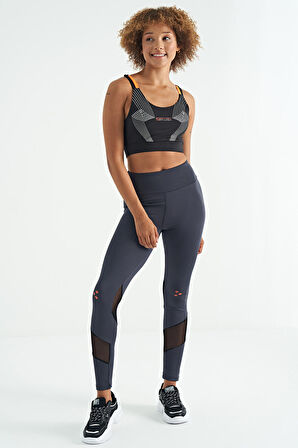 Siyah Baskılı Sırt Çapraz Detaylı Dalgıç Kumaş Dar Kalıp Kadın Büstiyer - 97273 | XL