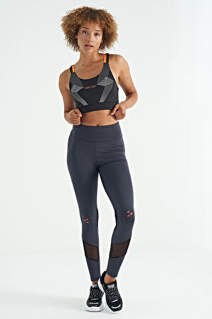 Siyah Baskılı Sırt Çapraz Detaylı Dalgıç Kumaş Dar Kalıp Kadın Büstiyer - 97273 | XL