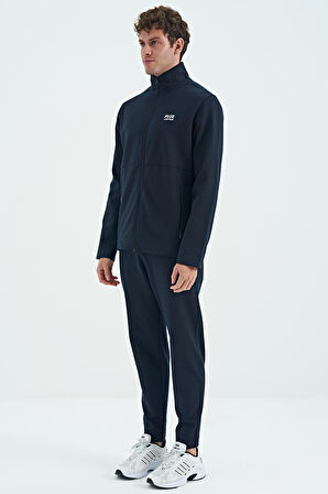 Lacivert Dik Yaka Gizli Cep Detaylı Standart Kalıp Erkek Eşofman Takım - 85209 | L